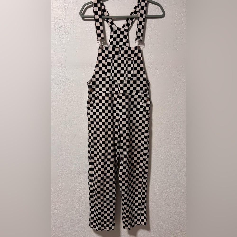 Gezour Retro Checkered Black and White Overalls